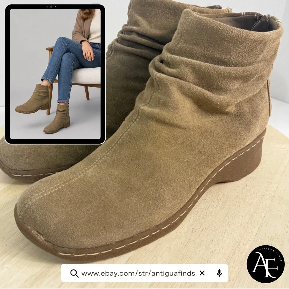 NATURALIZER Women's Ankle Booties Kensee Sock Boot Suede Leather Shoes Size 9M